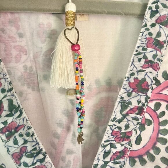 BELL by Tracy Bell | White Pink Block Print Paisley Ann Midi Dress - Picture 5 of 8